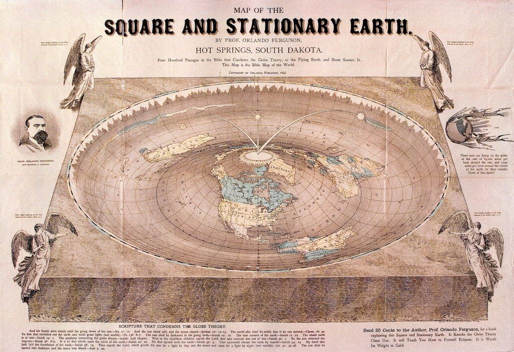 Map of the square, stationary Earth